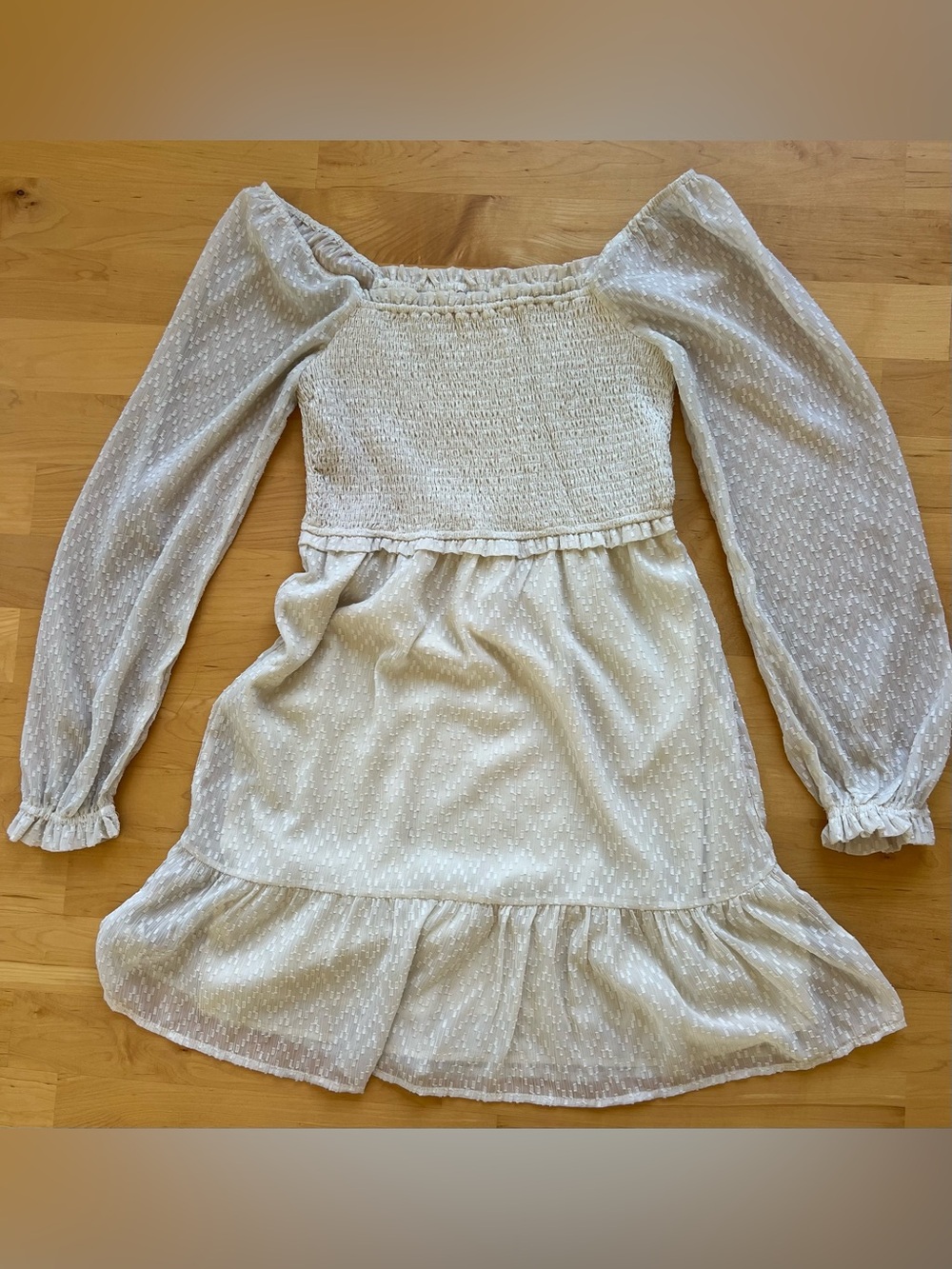 Chelsea28 Cream Swiss Dot Smocked Mini Dress - Picture 12 of 12